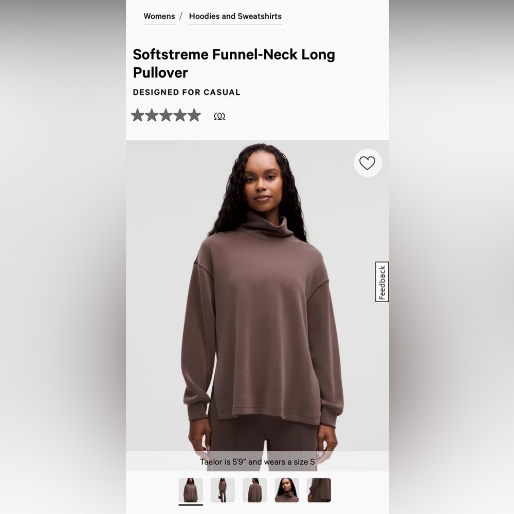 Women's Brown Softstrene Funnel-Neck Long Pullover